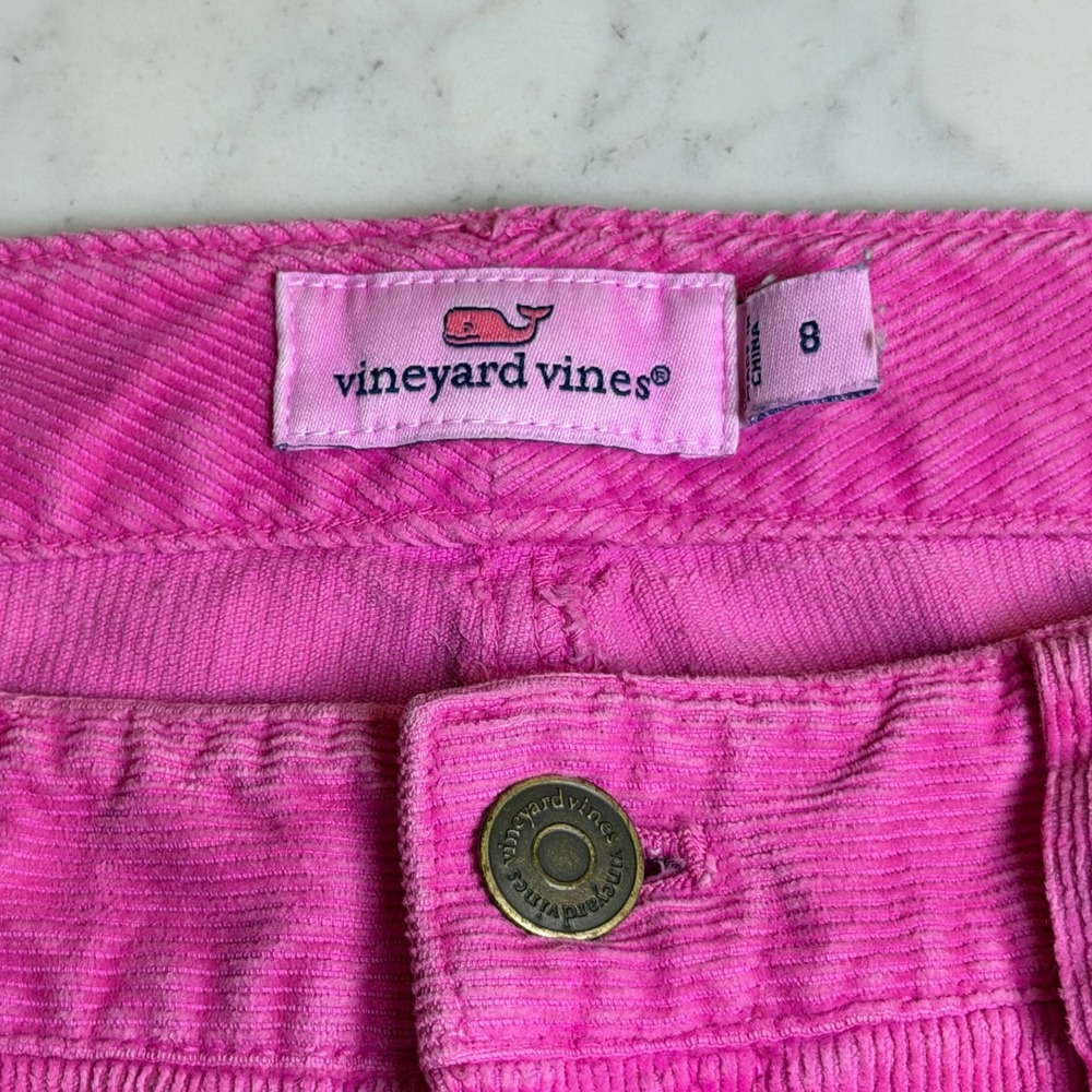 Vineyard Vines Womens Hot Pink Corduroy Slim Straight Pants Size 8 Preppy Whale - Picture 3 of 8